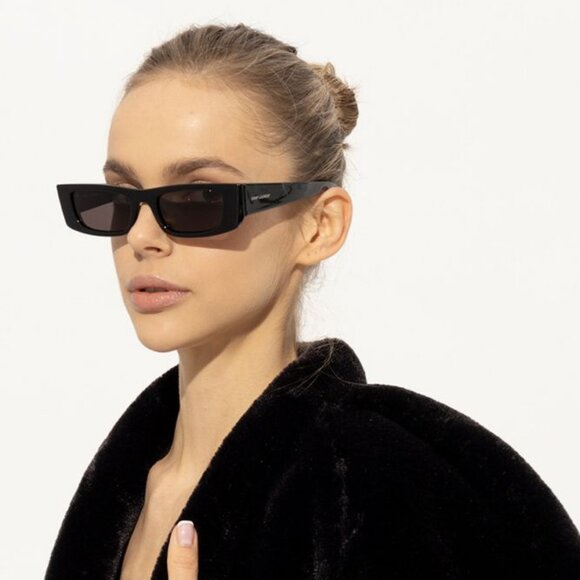 NEW SL553 001 SAINT LAURENT SUNGLASSES WOMEN BLACK SQUARE EYEWEAR - Picture 4 of 6